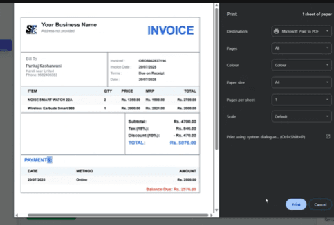Invoice Generation